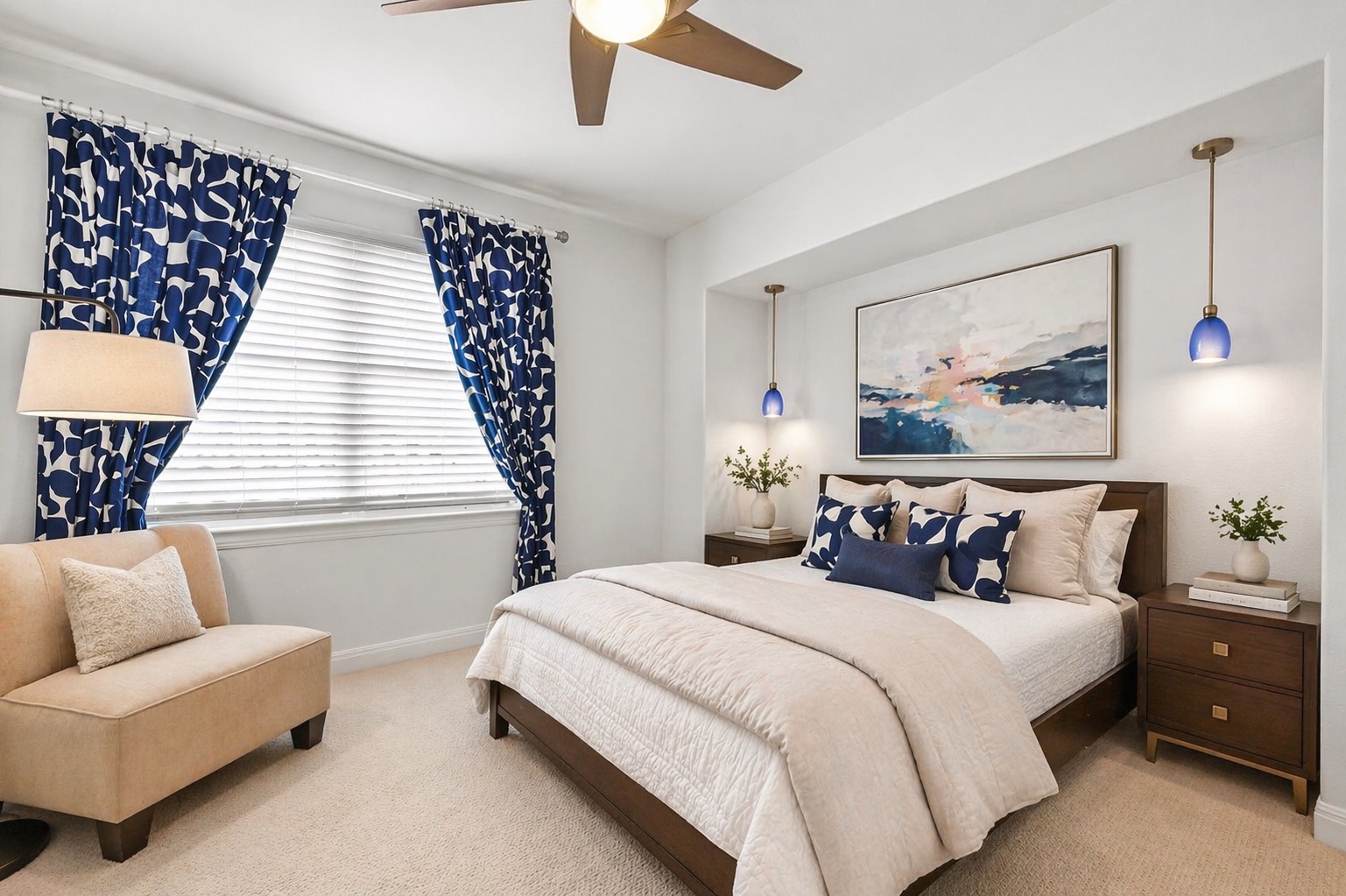 405 Barrett Lane Austin, TX 78733 - Photo 21 of 35 a bedroom with a large bed and a couch
