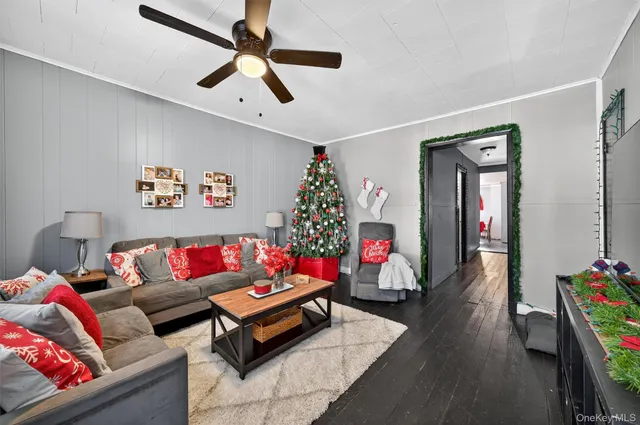a view of a dining room with furniture and window