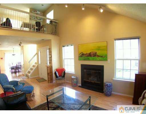 161 Nebula Road Piscataway, NJ 08854 - Photo 3 of 8 a living room with fireplace furniture and a floor to ceiling window