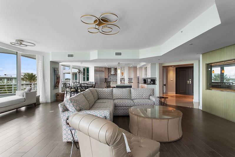 1700 South Ocean Boulevard, Unit 5B Lauderdale-by-the-Sea, FL 33062 - Photo 17 of 47 a living room with furniture and a large window