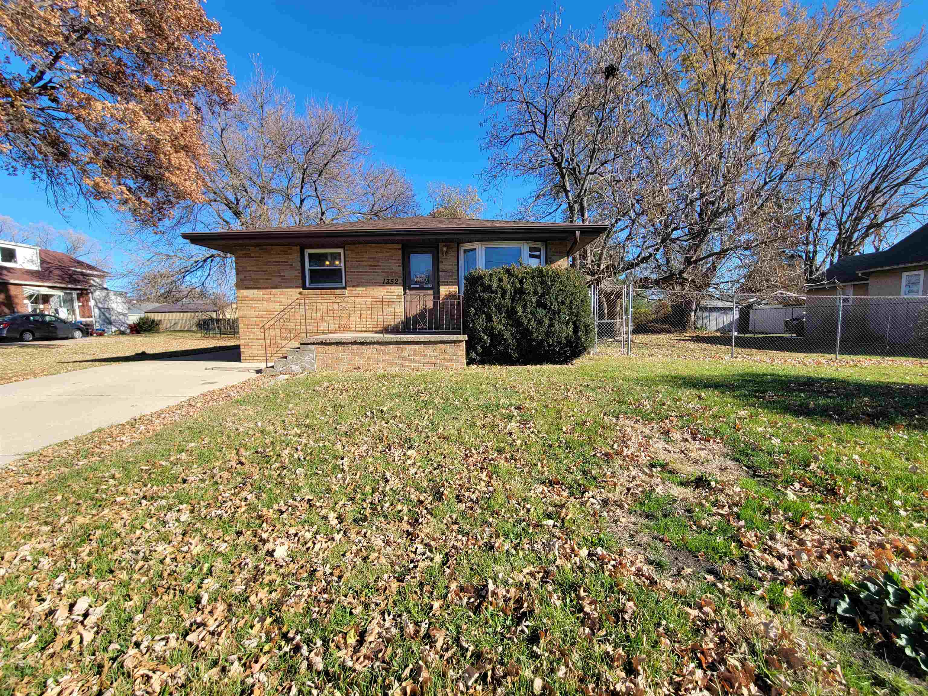 a view of a yard with a house and a large tree