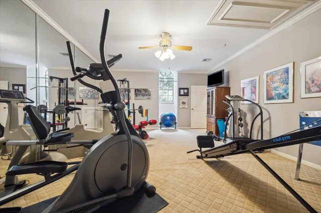 a view of a room with gym equipment