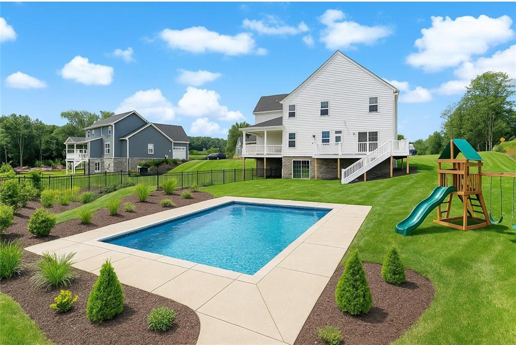 107 Abigail Drive Mars, PA 16046 - Photo 45 of 50 a view of house with a swimming pool and garden