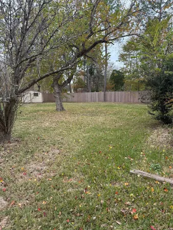 a view of outdoor space with deck and trees