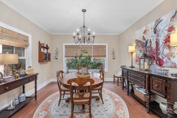 a view of a workspace with furniture and wooden floor