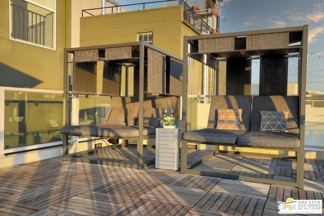 a view of balcony with patio