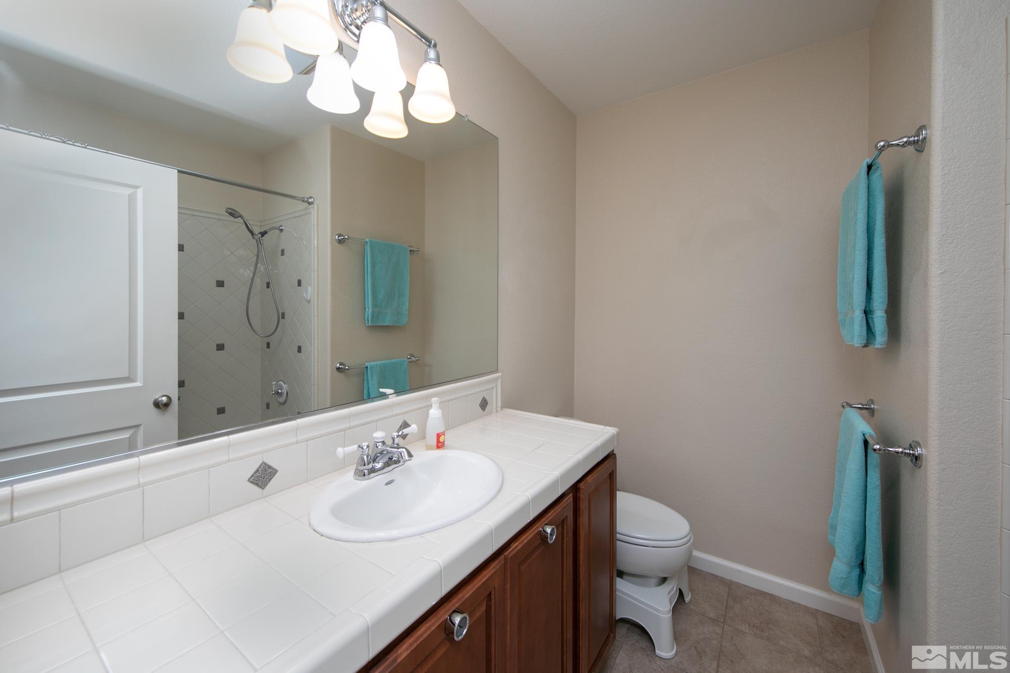7665 Pebblestone Way Reno, NV 89523 - Photo 19 of 34 a bathroom with a sink a toilet and a mirror