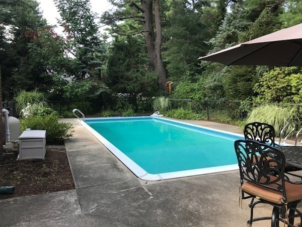 43 Mayflower Circle Hanover, MA 02339 - Photo 20 of 24 a view of a swimming pool with a patio and garden