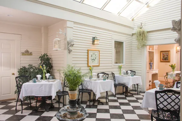 a outdoor space with furniture