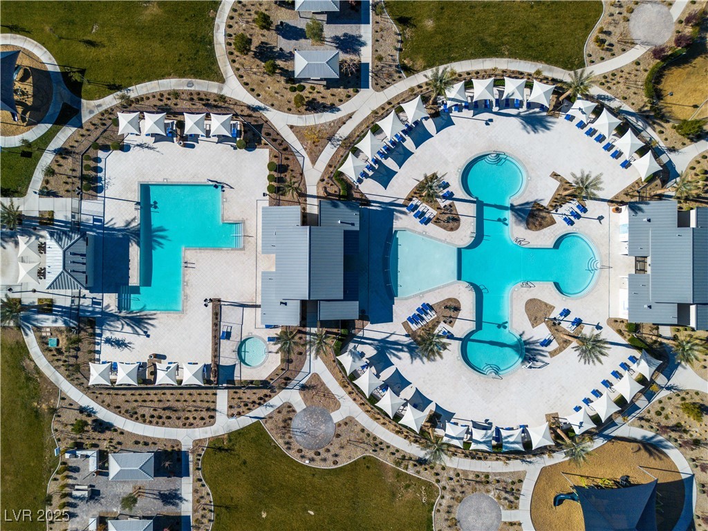 6952 Crescent Gold Street North Las Vegas, NV 89086 - Photo 52 of 58 Drone / aerial view of a pool area