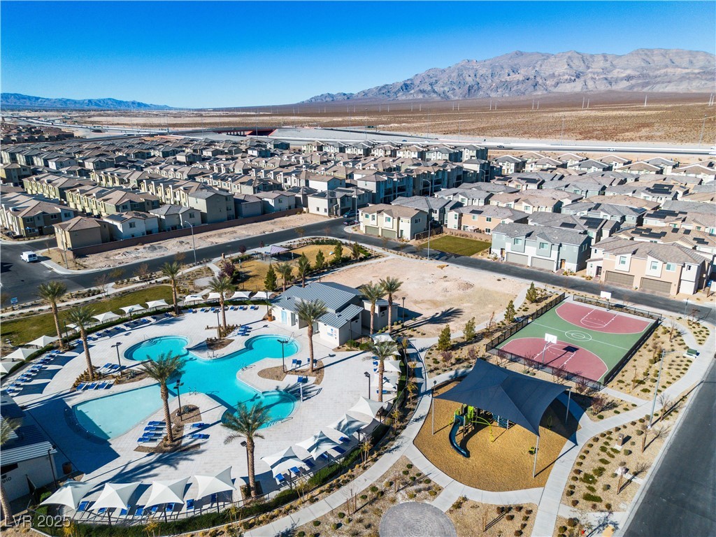 6952 Crescent Gold Street North Las Vegas, NV 89086 - Photo 54 of 58 Aerial perspective of suburban area featuring a po