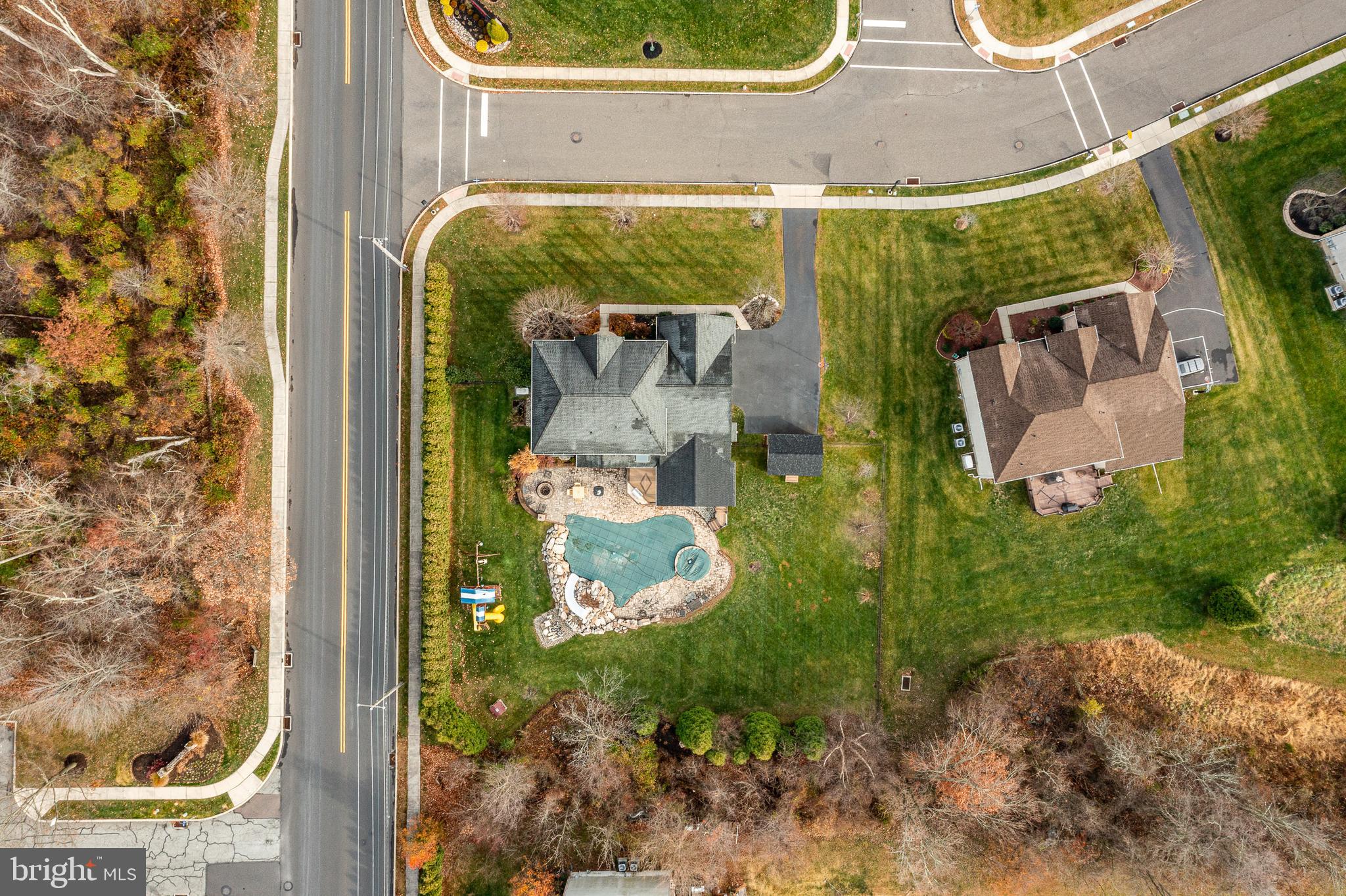 3000 Tyler Way Chalfont, PA 18914 - Photo 68 of 73 an aerial view of a house with a yard and a fountain