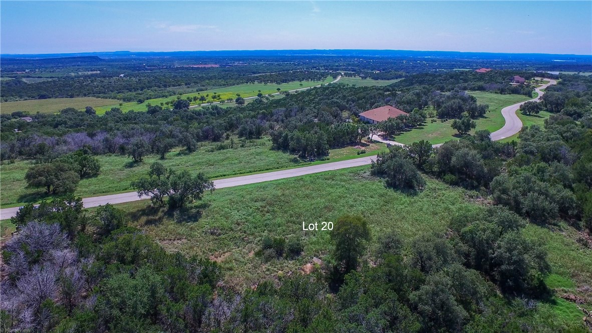 an aerial view of a lush green space