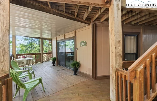 a view of porch with seating space