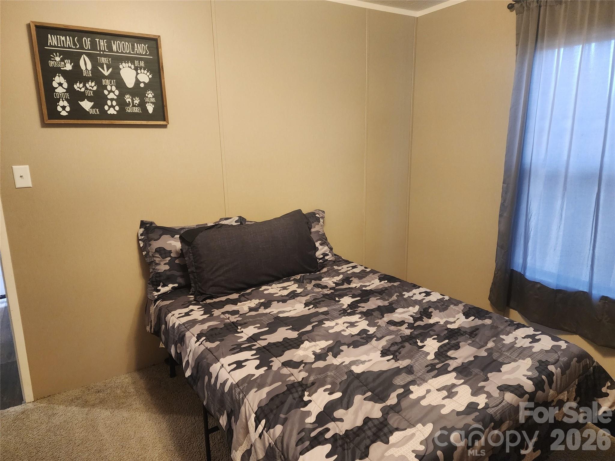 659 Cold Creek Road Canton, NC 28716 - Photo 25 of 37 a bed sitting in a bedroom next to a wooden door