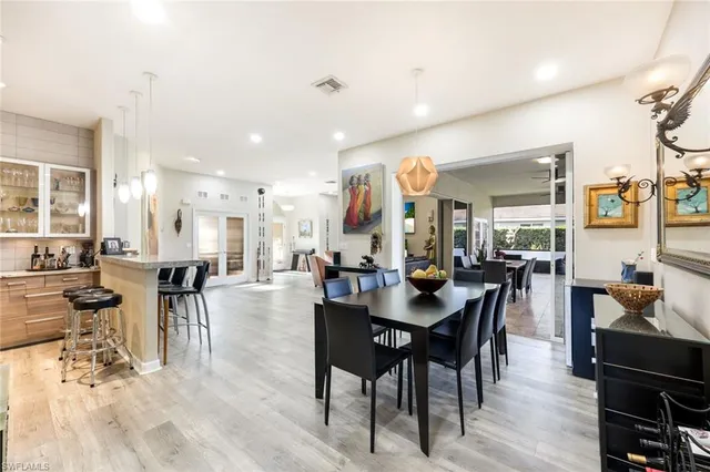 a view of a dining area with furniture