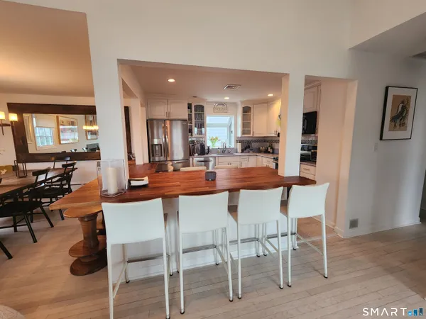 a view of a lake with a nearby beach