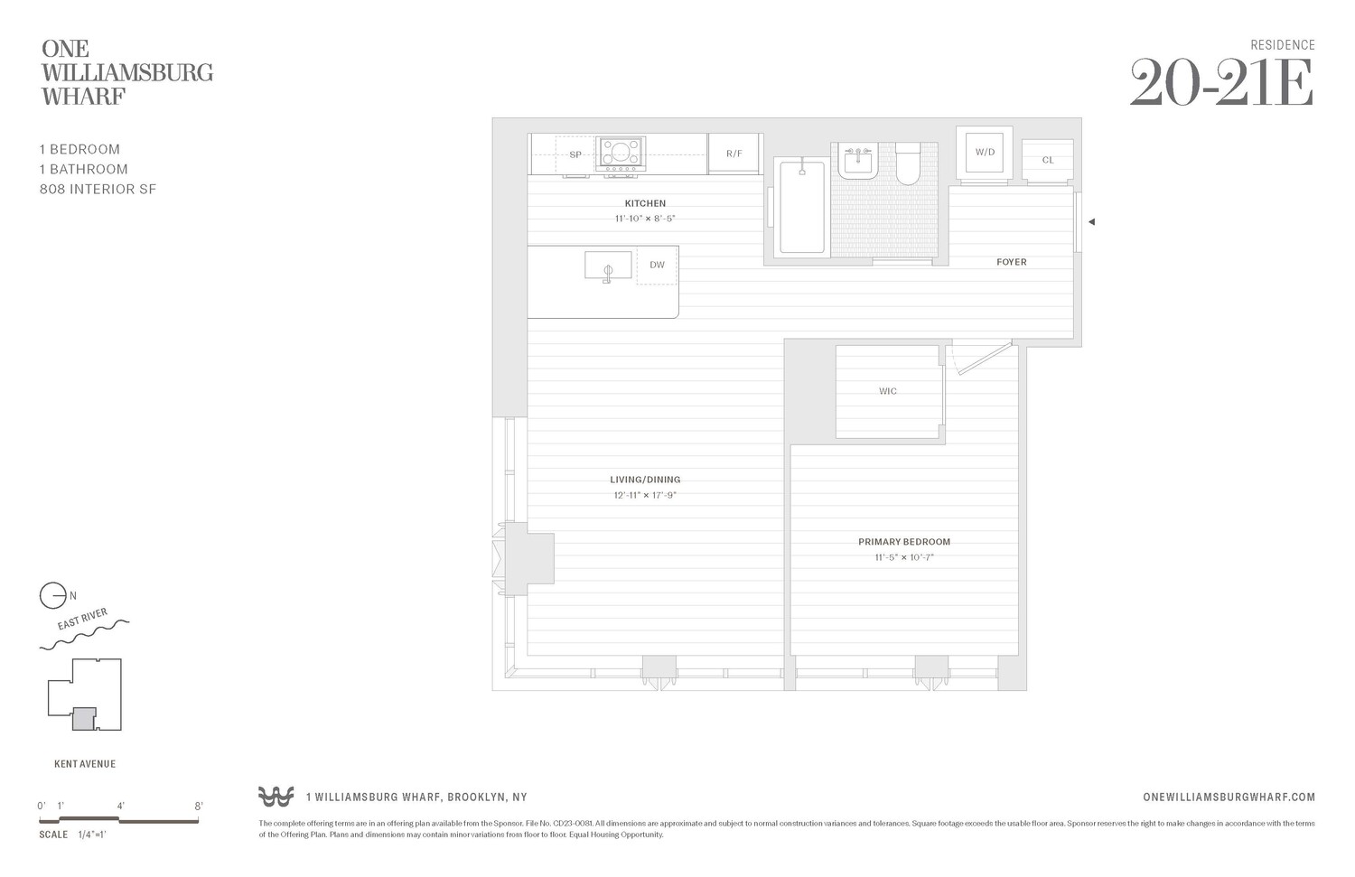 480 Kent Avenue, Unit 20E Brooklyn, NY 11249 - Photo 27 of 27 a picture of a floor plan