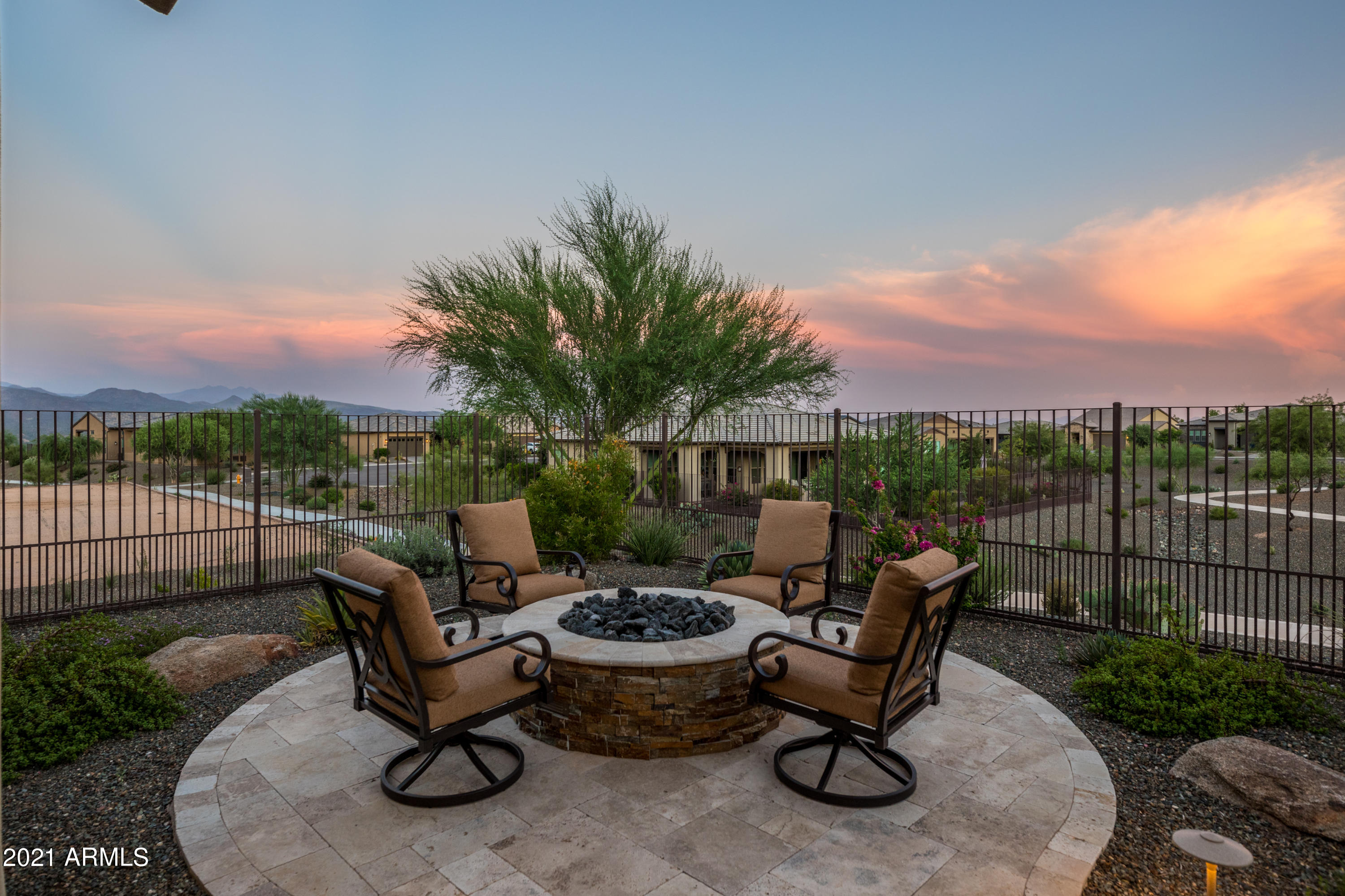 17759 East Ord Court Rio Verde, AZ 85263 - Photo 48 of 54 Fire-Side Seating Area at Sunset