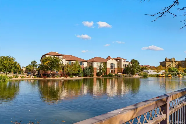 a view of a lake with houses
