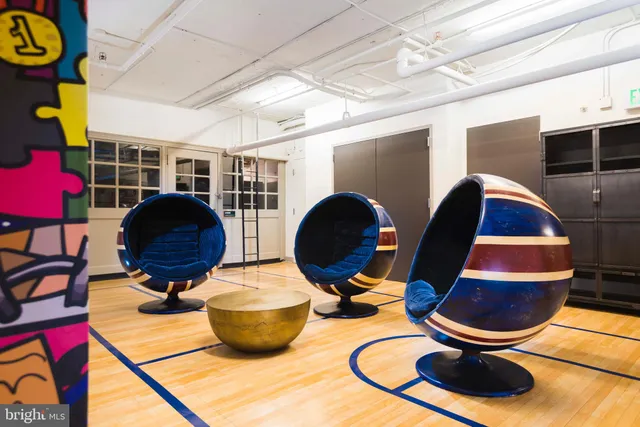 a room with gym equipment