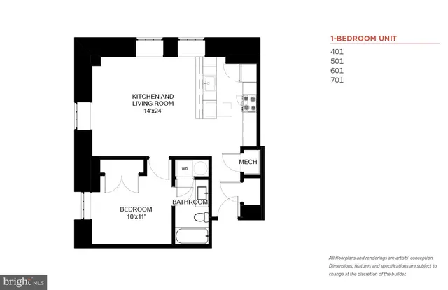 $1,100 | 103 South Gay Street, Unit 1BR, Baltimore, MD 21202