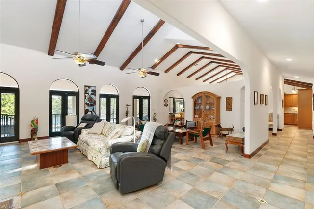 a living room with furniture