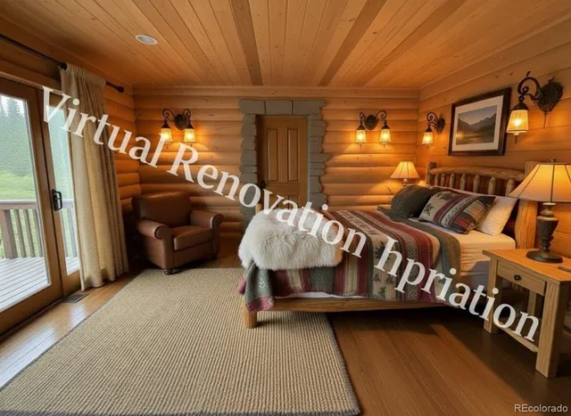 a balcony with wooden floor and fence