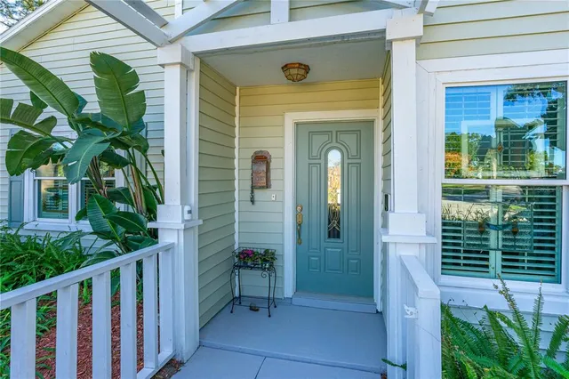 a view of balcony with wooden floor