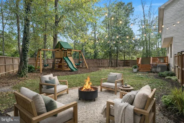 a view of backyard with seating space