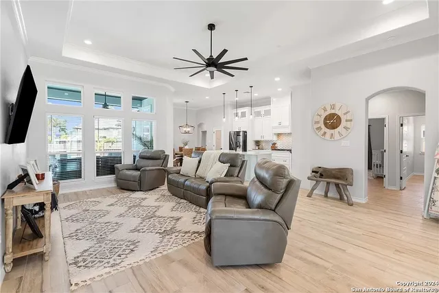 a living room with furniture