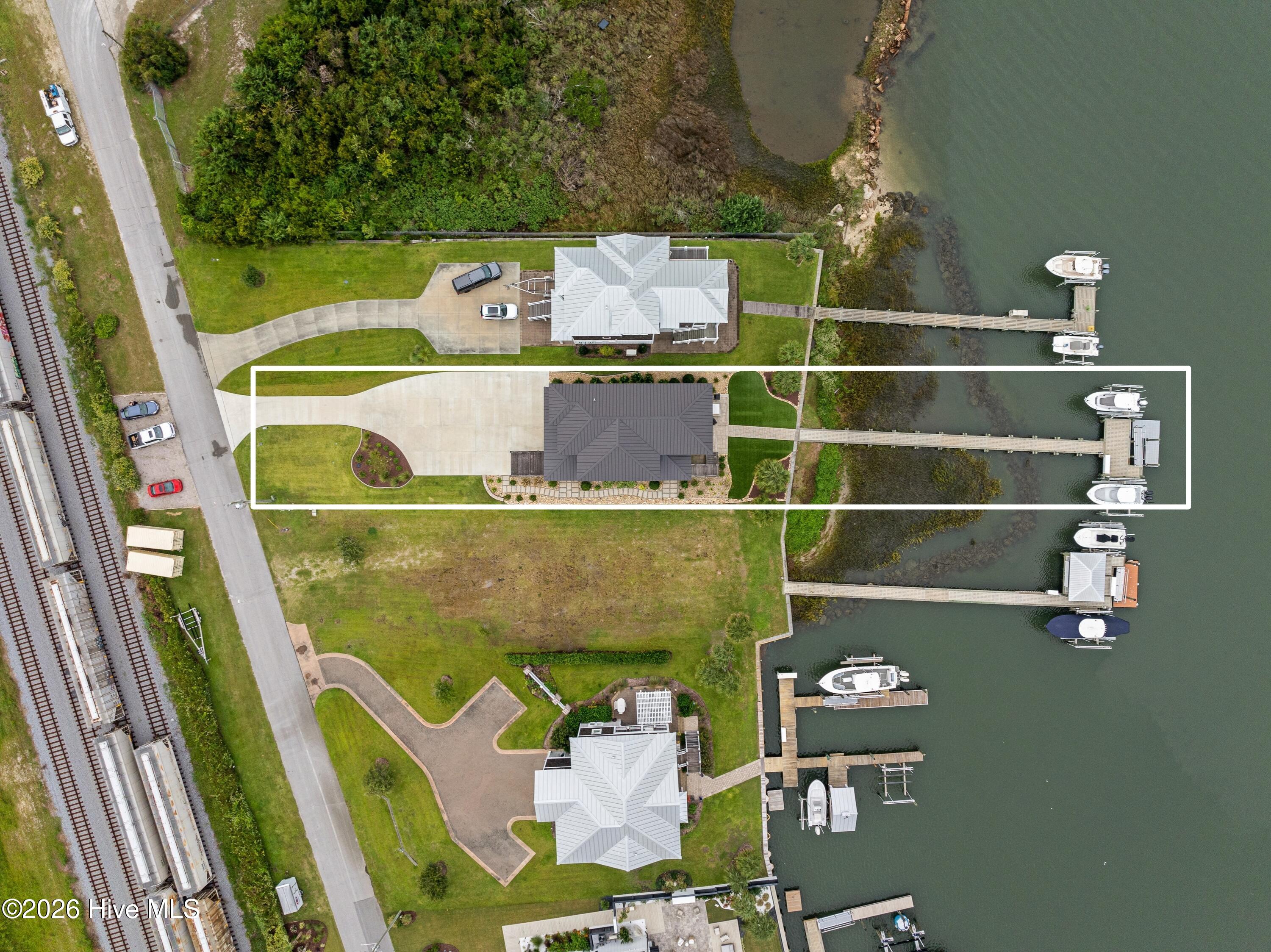216 Radio Island Road Morehead City, NC 28516 - Photo 70 of 72 Overhead View of Property & Dock