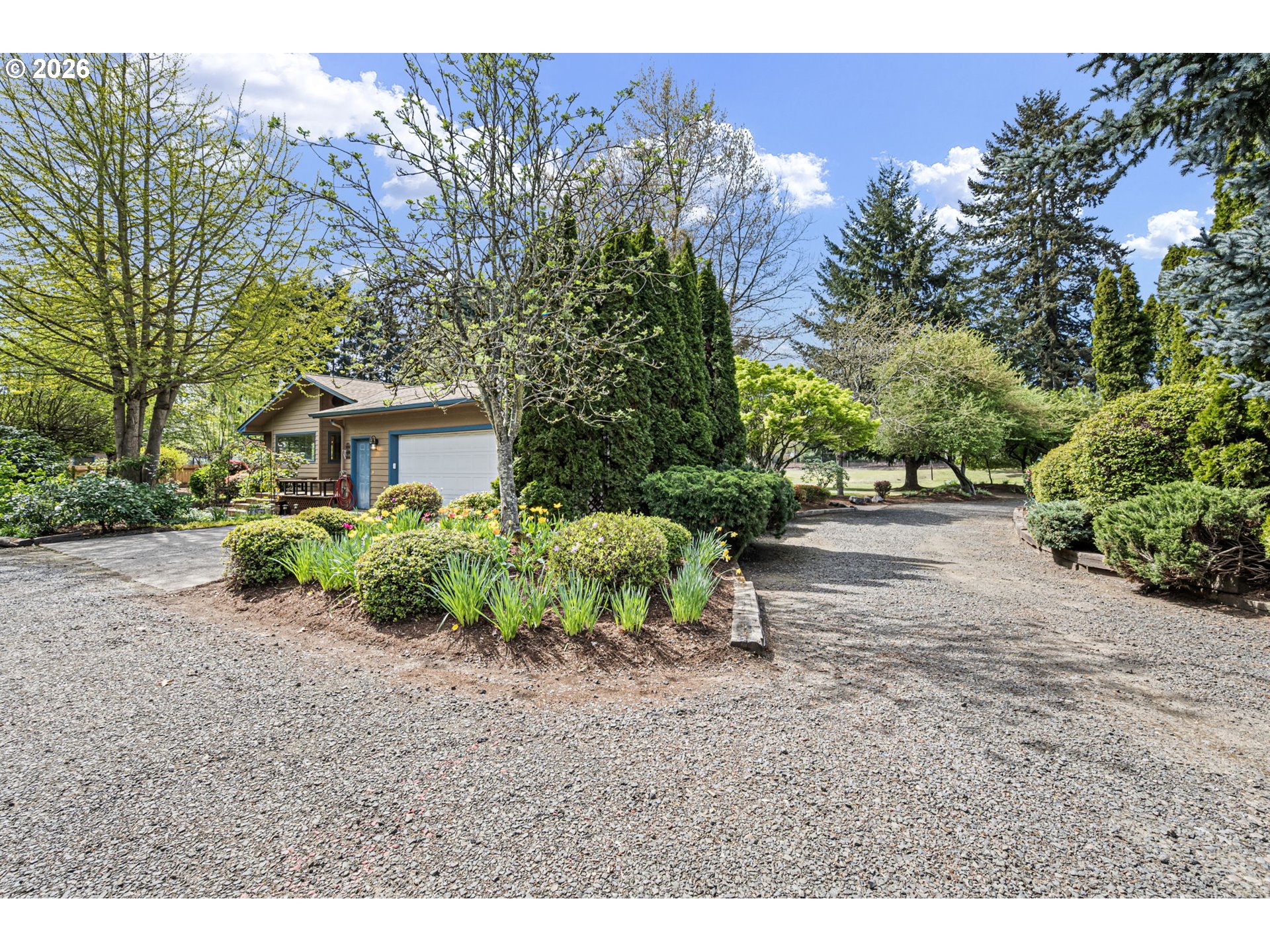 84 Green Lane Eugene, OR 97404 - Photo 32 of 41 a view of a backyard with potted plants and large trees