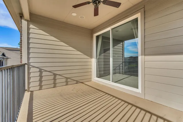a view of wooden balcony