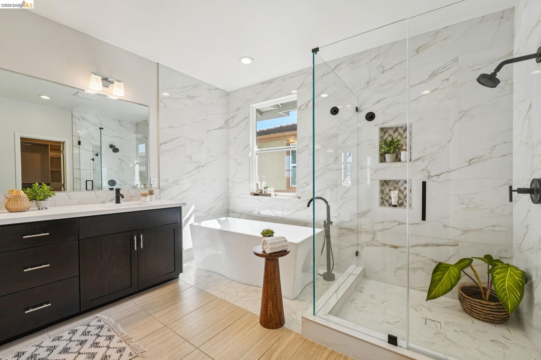 2770 Bette Street Alameda, CA 94501 - Photo 34 of 60 a spacious bathroom with a sink shower and a mirror