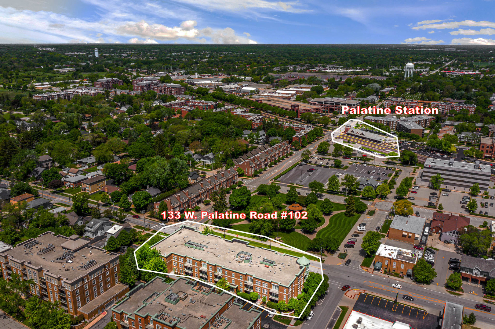 133 West Palatine Road, Unit 102 Palatine, IL 60067 - Photo 11 of 21 an aerial view of residential houses with outdoor space