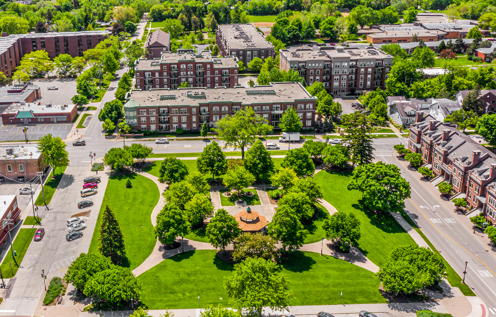133 West Palatine Road, Unit 102 Palatine, IL 60067 - Photo 7 of 21 aerial view of a city