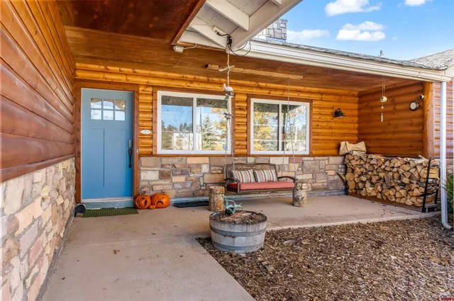 a outdoor living space with furniture and potted plants
