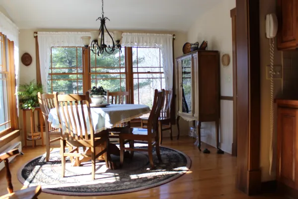a backyard of a house with lots of green space