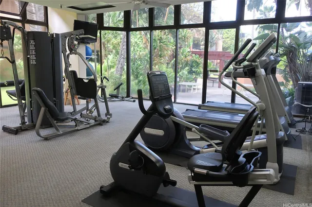 a view of a room with gym equipment
