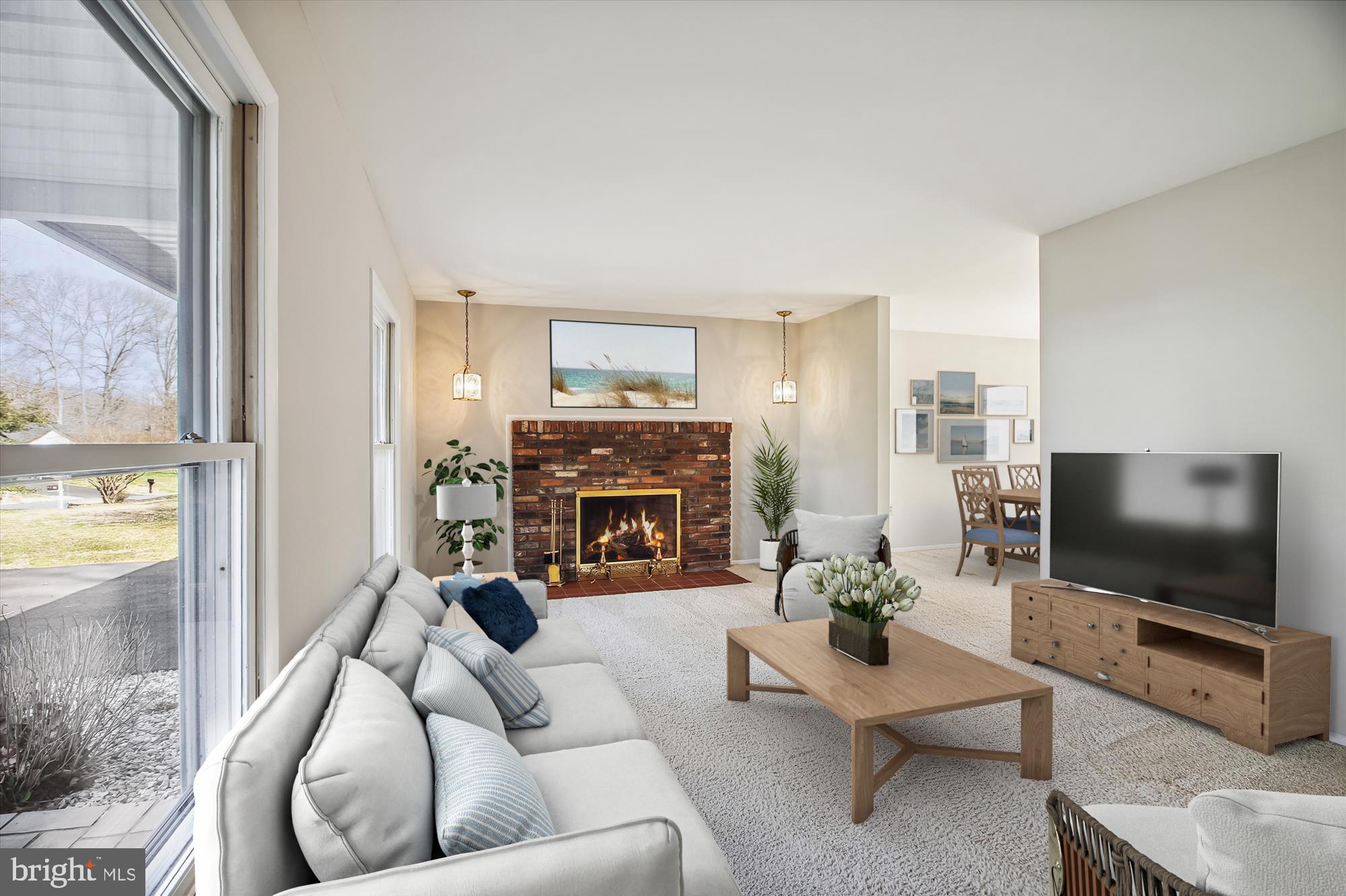 86 Milburn Circle Pasadena, MD 21122 - Photo 20 of 51 Living room with brick fireplace