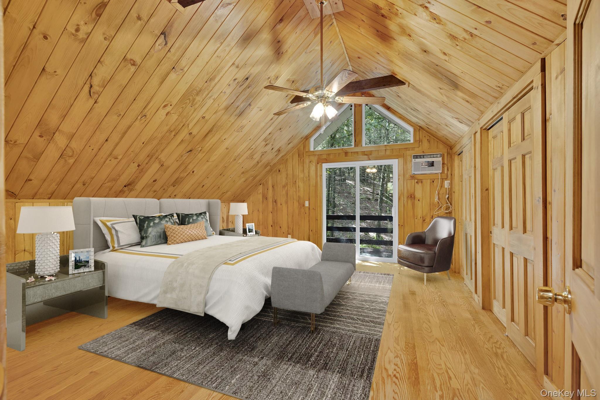 53 West Corbett Road Montgomery, NY 12549 - Photo 13 of 41 Virtually staged primary bedroom with Juliet balcony & Full Bathroom attached Level 4