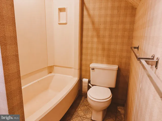 a bathroom with a toilet and a bathtub