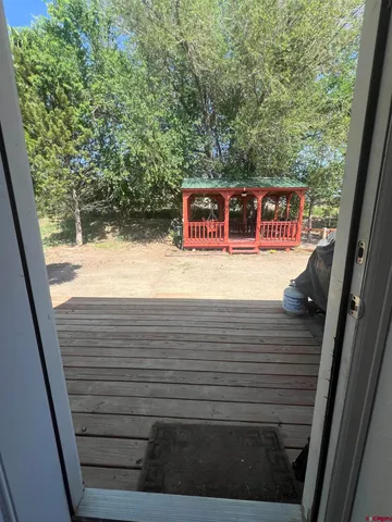 a view of a yard from a window