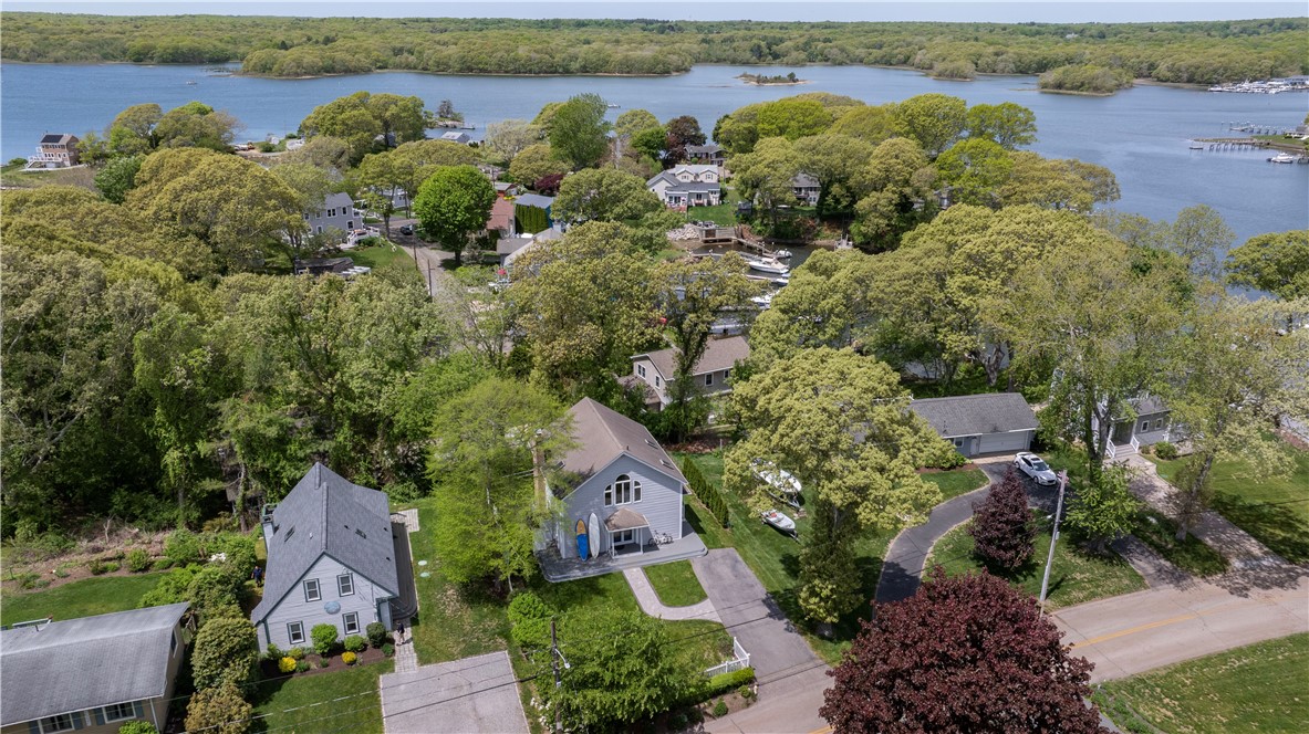 150 Cedar Island Road Narragansett, RI 02882 - Photo 5 of 50 Aerial facing northwest with subject property in center of foreground