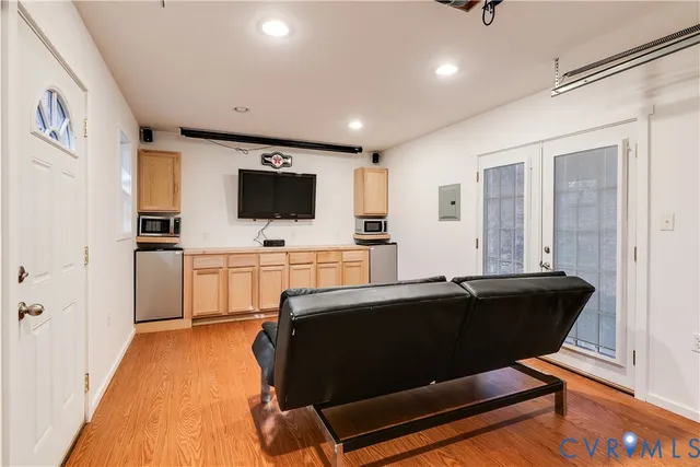 a view of a yard with an outdoor space