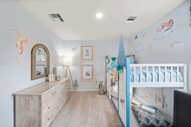 a view of a bedroom from window