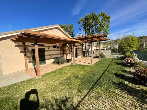 a view of a porch with a patio
