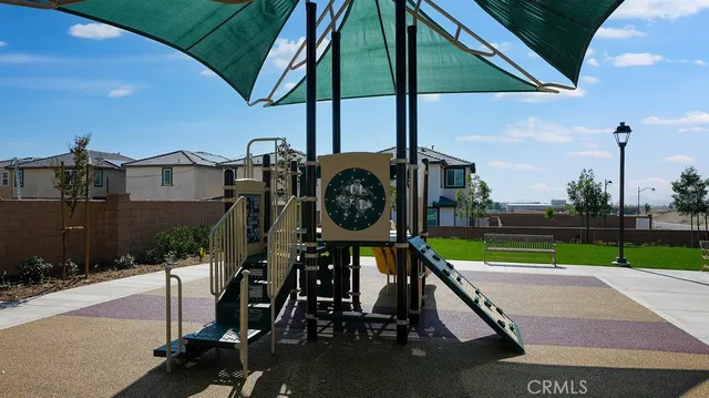 a view of a park with slide