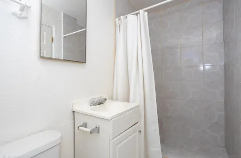 a bathroom with a sink a toilet and vanity